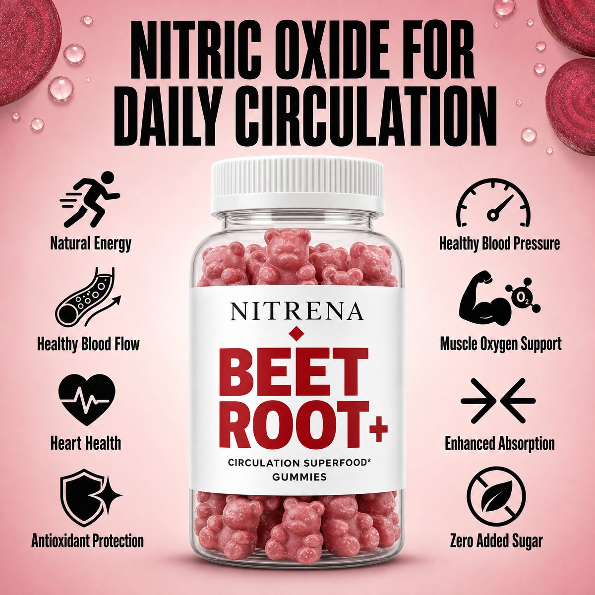 Beetroot Nitric Oxide Gummies — Strawberry